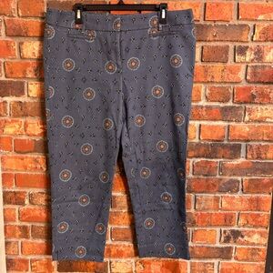 Loft womens Marisa cropped geometric pants blue 14